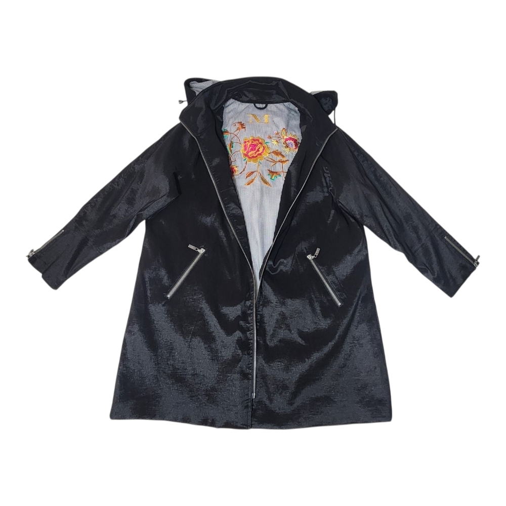 Mycra Pac One Black Hooded Coat with Floral Lining